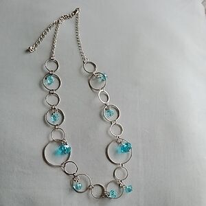 Crystal Blue Multi Stones Silver Necklace